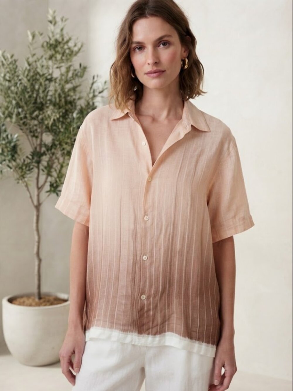 Theory Noll Glaze Stripe 100% Linen Short Sleeve Camp- XL- MSRP $225